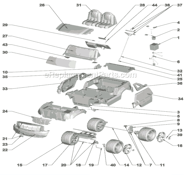 Page A Diagram and Parts List for N8417  Power Wheels Ride-On Cars